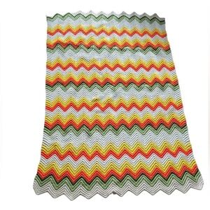 Crochet‎ knit blanket vintage handmade throw